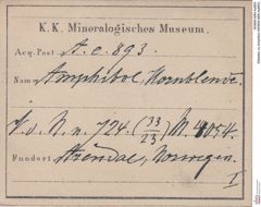 Etiketten zu Amphibol (NHMW-MIN-Ae893)